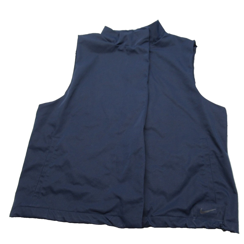 Nike Repel Golf Vest Women Large Blue Vented Pockets Drawcord Hem Snap Zip HIke